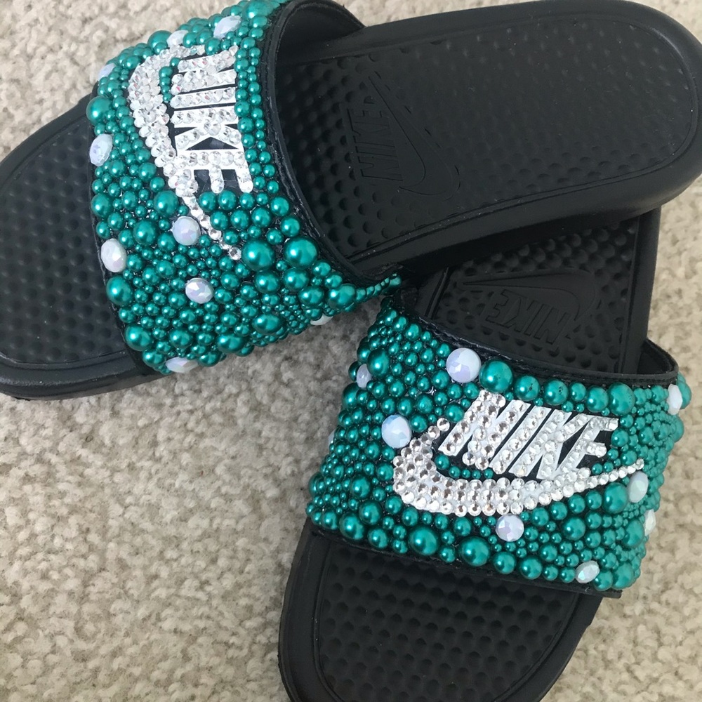 Used-Bedazzled Nike Slides